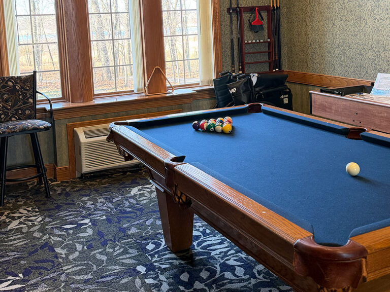 Pool table at Cameron Woods.
